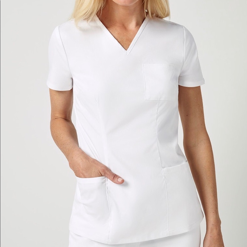 Never Worn Jaanuu White Cinched V-Neck Top